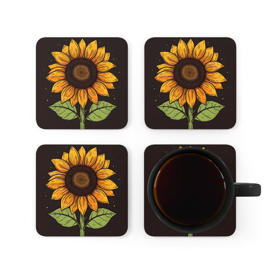 Sunflower Bliss Corkwood Coaster Set of 4