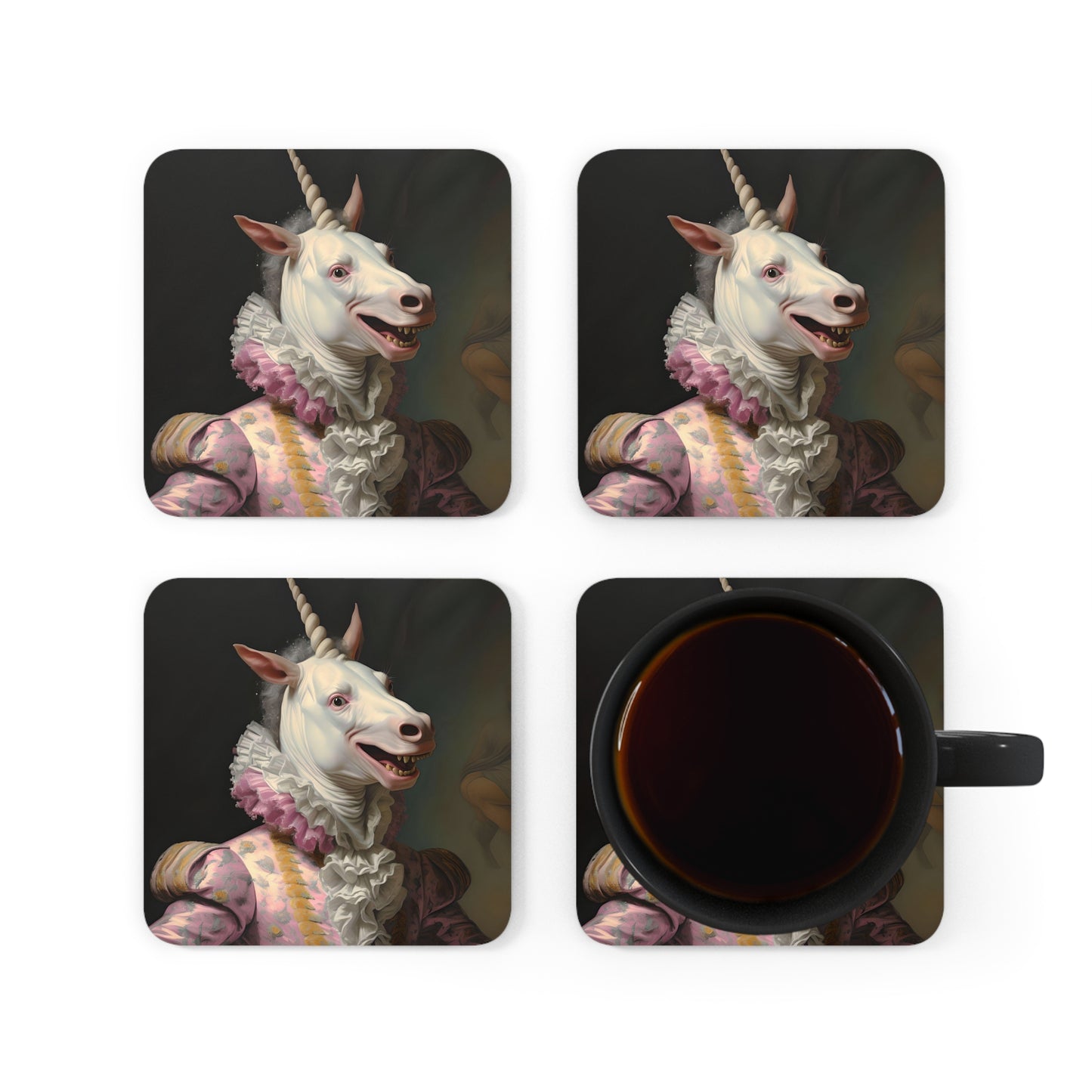 Shakespeare Laughing Unicorn Quartet of Coasters - Set of 4