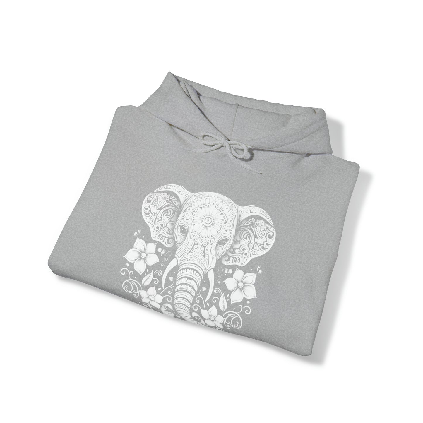 Elegant Elephant Blossom Hoodie, Floral Design, Unisex Hoodie