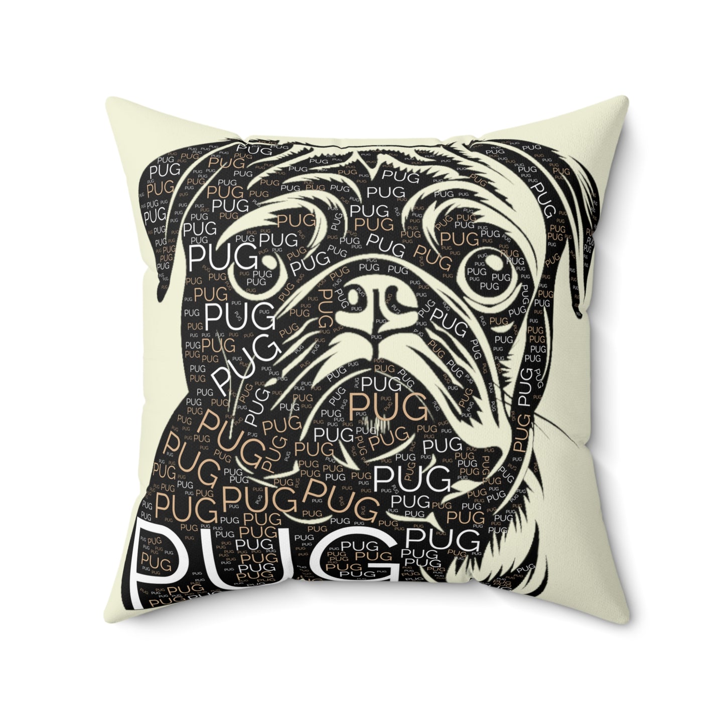 Pug-ly Square Throw Pillow with Removeable Cover