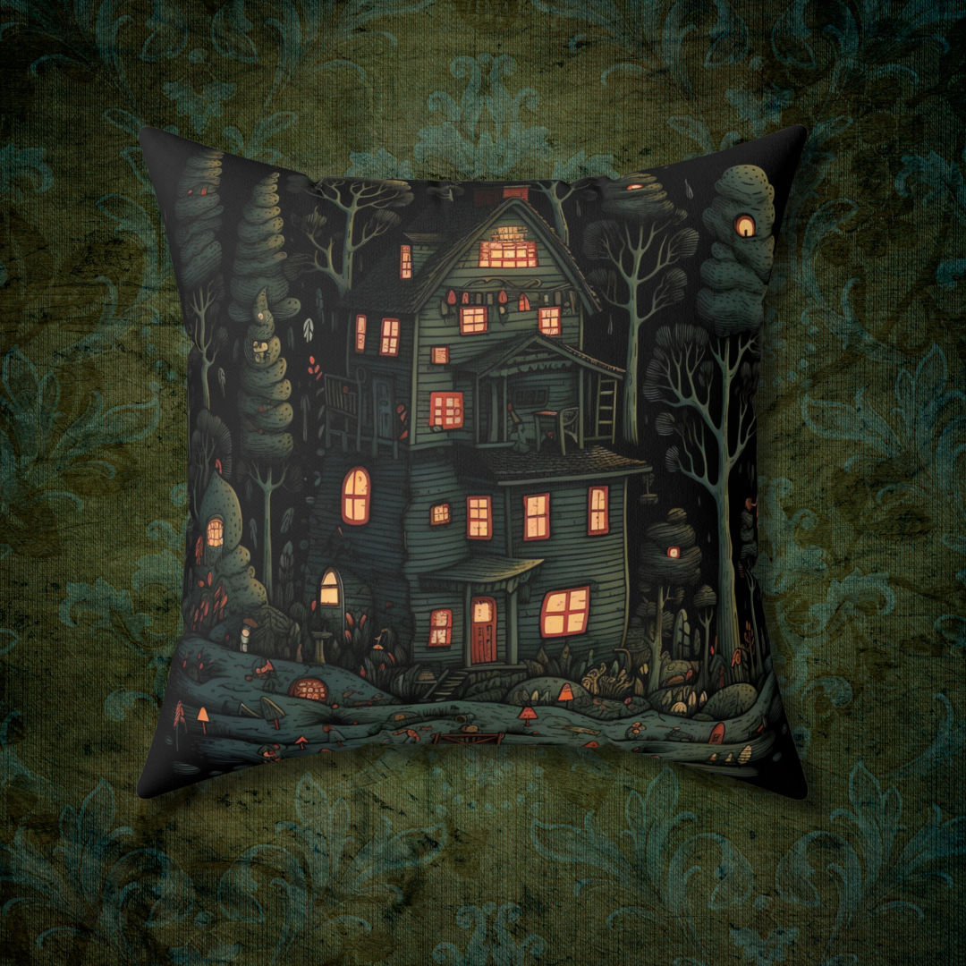 Cottage in the Wood Accent Throw Pillow